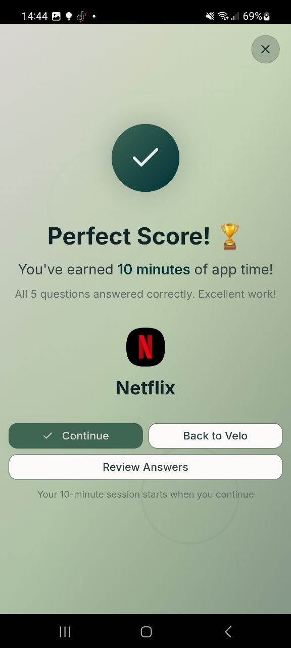 Perfect score screen